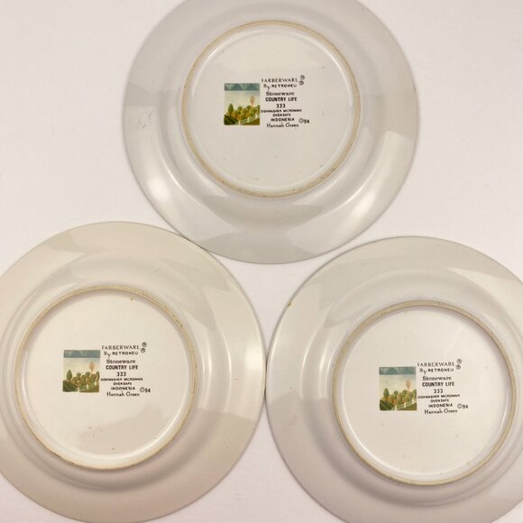 Farberware by Retroneu Stoneware Country Life, 7.75 inch salad plates, set of 3 - Picture 6 of 8